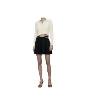 ZARA Dressy Mini Skirt with Side Cut-Outs Black Size Small